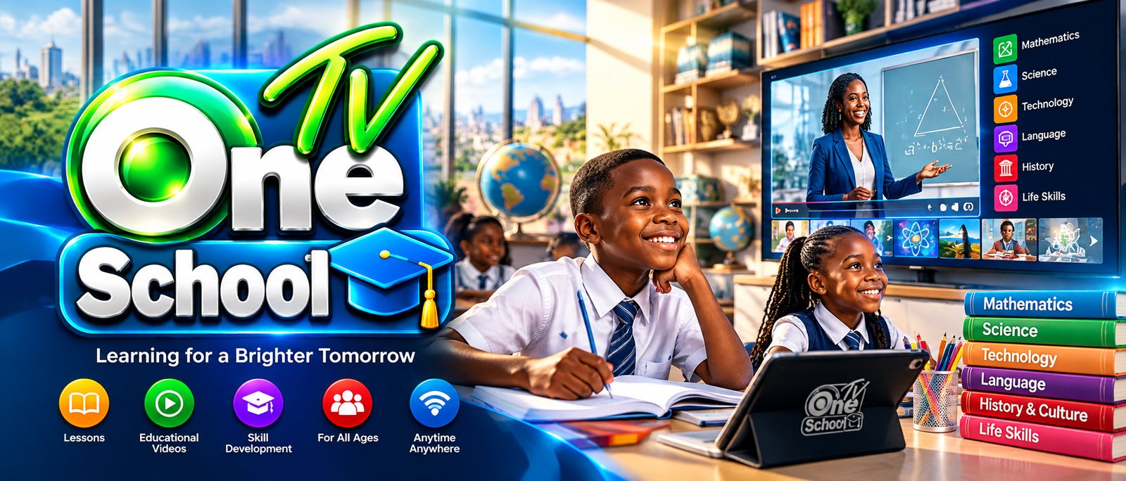 OneTV School — Learning for a brighter tomorrow: lessons, educational videos, skill development, for all ages, anytime, anywhere